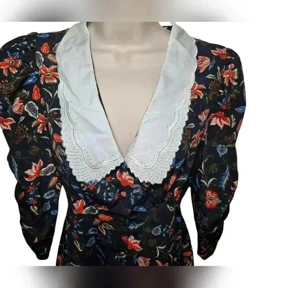 Zara Embroidered Collar Print Dress xxs - Picture 6 of 16